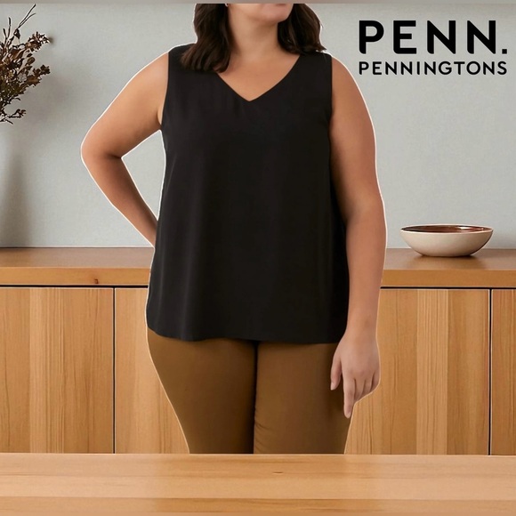 Penningtons, Plus Size Reversible Sleeveless Blouse, 2X, Black - Picture 1 of 9